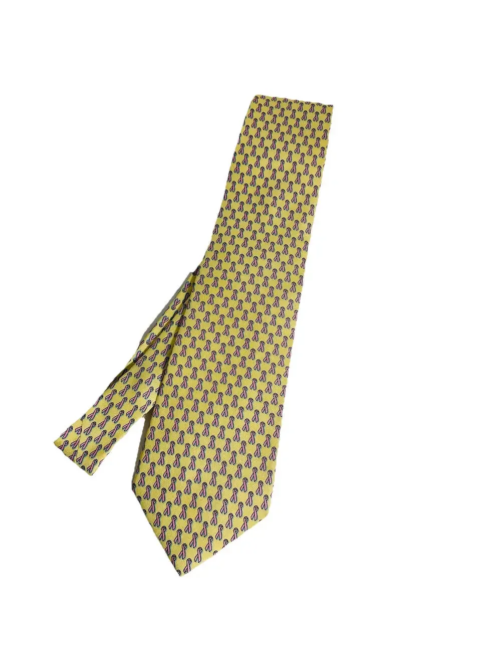 Vineyard Vines Yellow Cancer Awareness Ribbon Neck Tie 100% Silk Made In The USA